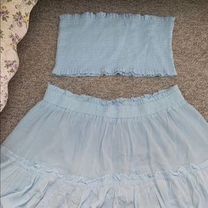 Light blue skirt and top set